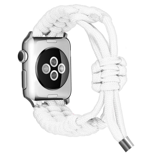 White Adjustable Woven Band-Apple-Watch-Band